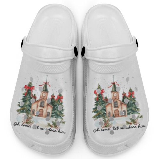 Oh Come Let Us Adore Him Funny Chrismas Jesus Clogs