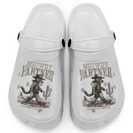 Meowdy Partner Whiskers In The Wind Cowboy Cat Clogs
