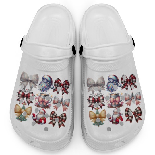 Coquette Bow Santa Christmas Tree Cake Candy Clogs