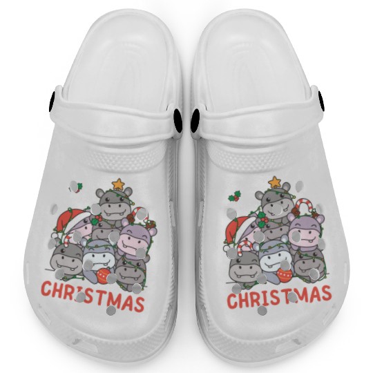 Hippo Christmas Tree Merry Christmas Clogs