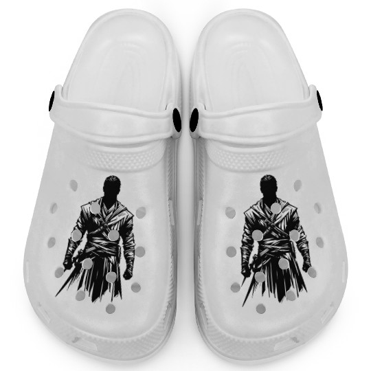 Black Warrior Sketch Power Fantasy Art 6 Clogs