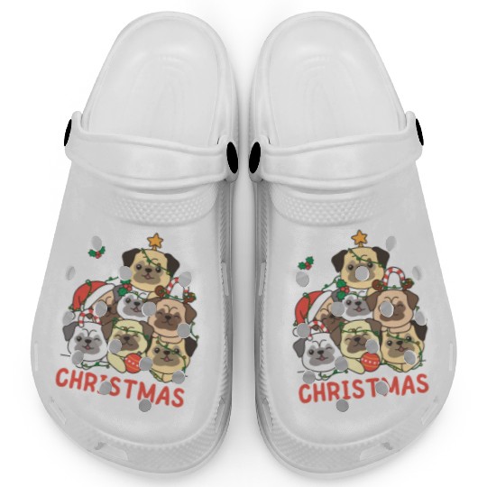 Pug Christmas Tree Merry Christmas Clogs