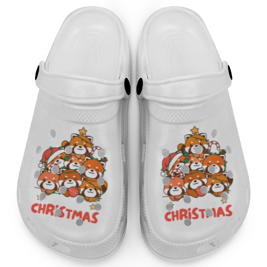 Red Panda Christmas Tree Merry Christmas Clogs