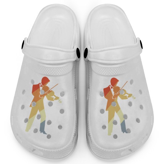 Retro Violin Boy Graphic Clogs