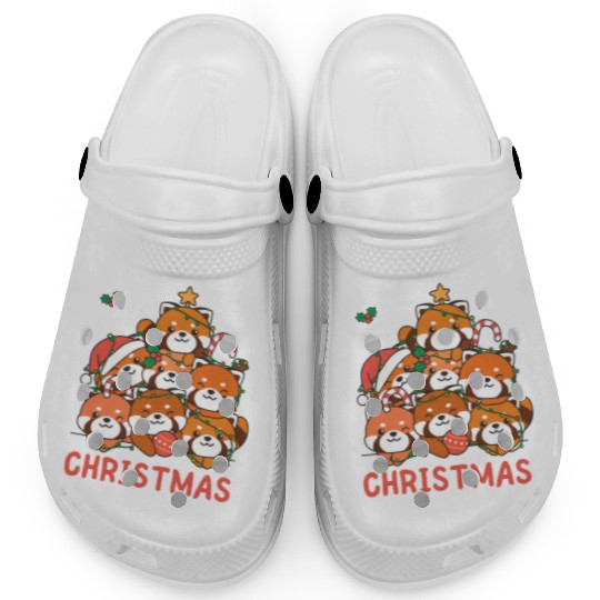 Red Panda Christmas Tree Merry Christmas Clogs