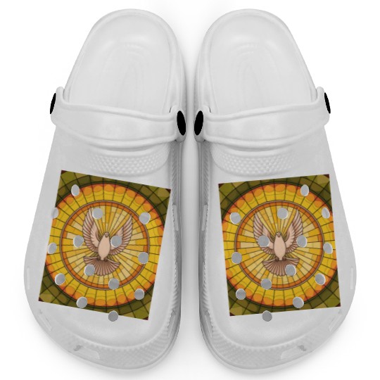 Stained Glass Dove in Flight - Peace & Spiritualit Clogs