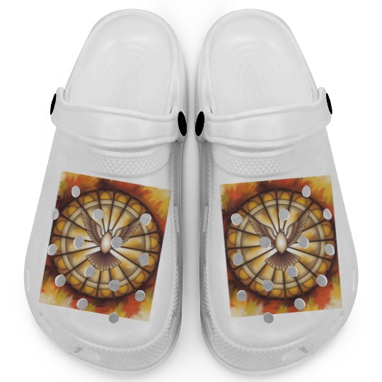 Stained Glass Dove in Flight - Peace & Spiritualit Clogs