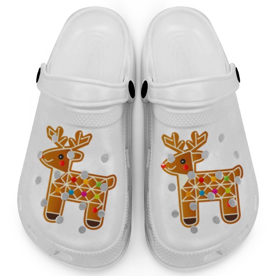 Reindeer in gingerbread design for Christmas Clogs