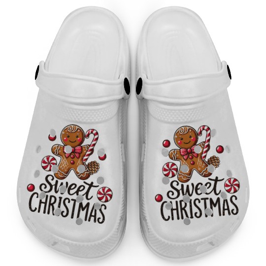 Happy gingerbread man with candy cane Clogs