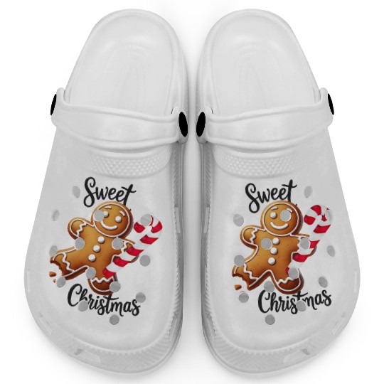Happy gingerbread man with candy cane Clogs