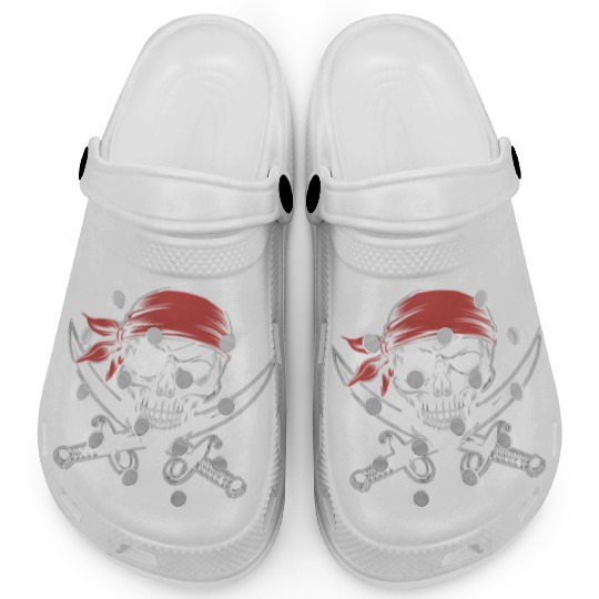 Pirate Skull Crossbones Red Bandana Jolly Roger Clogs