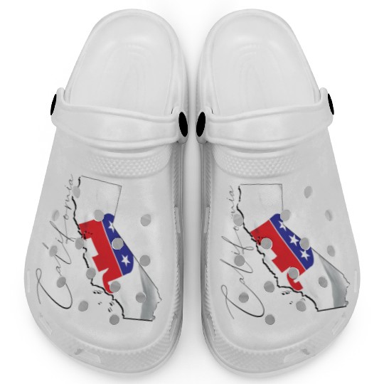 Republican Flag in California State Map CA Clogs