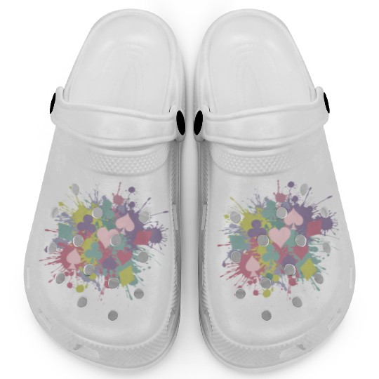 Paint Splatter Playing Card Suits Design Clogs