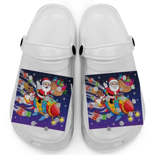 Reindeer with father christmas and spaceship Clogs