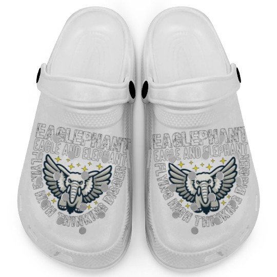 FLYING HIGH THINKING BIGGER - EAGLE AND ELEPHANT Clogs