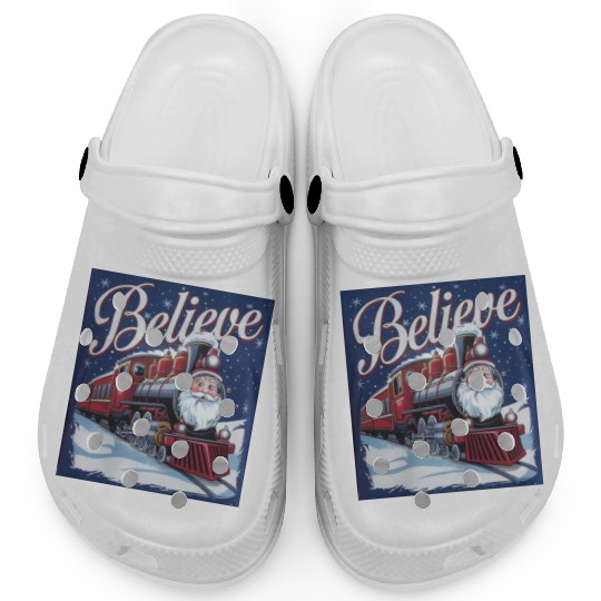 Believe Train North Pole Xmas Santa Claus Christma Clogs