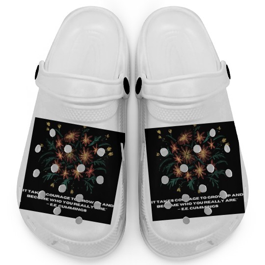 inspirational quotes, flower theme Clogs