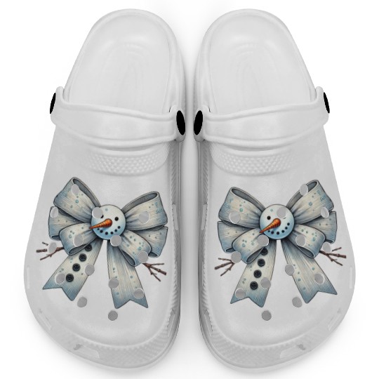 Snowman Coquette Bow, Merry Christmas Clogs