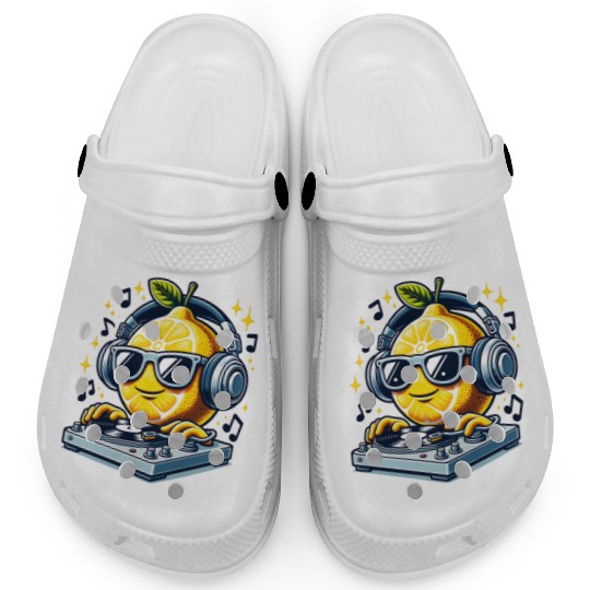 DJ Lemon Groove with Headphones and Turntable Clogs