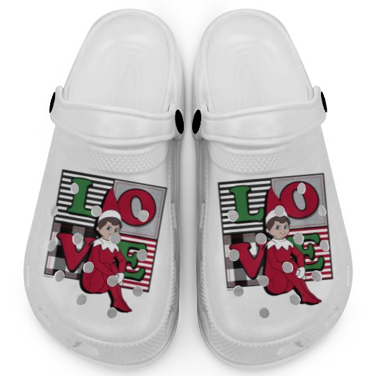 Elf on the Shelf Christmas Love Stacked Plaid Clogs