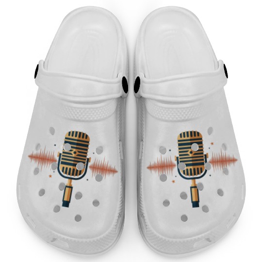 Vintage Microphone with Sound Waves Clogs