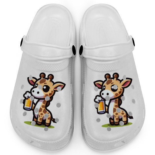 Cute Giraffe Drinking Beer Clogs