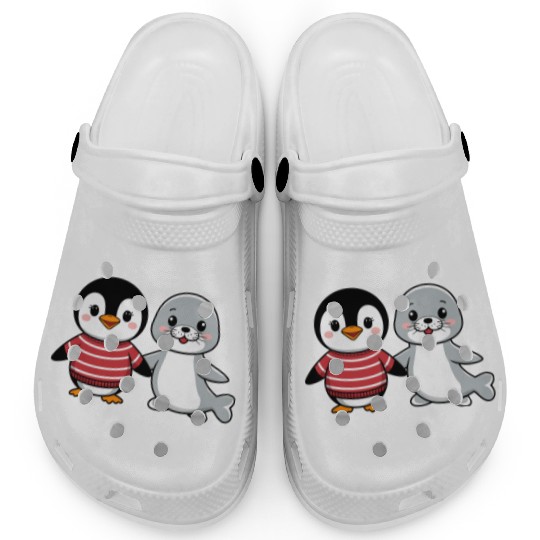 Penguin and Seal Friends holding hands Clogs