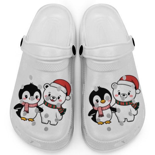 Santa Polar Bear and Penguin Friends Clogs