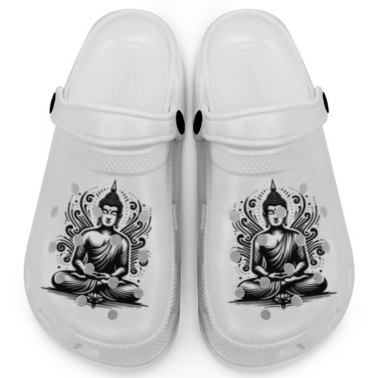 Energy Flow Yoga Flowers Buddha Tattoo Style Clogs