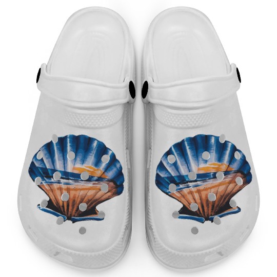 Seashell Beach Scene Serene Ocean Landscape Clogs