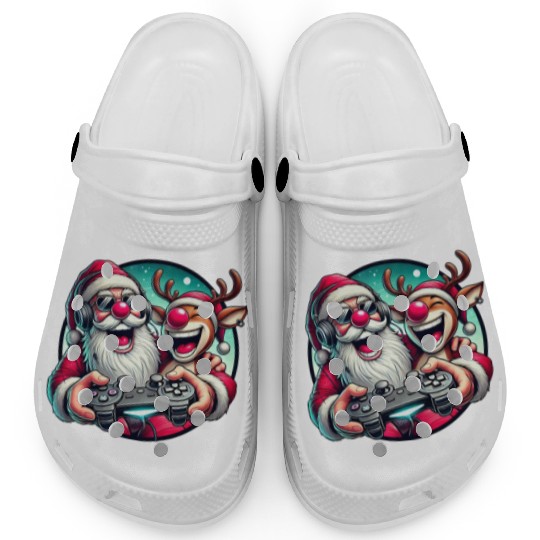 Funny Christmas Duo: Santa & Rudolph Gaming Clogs