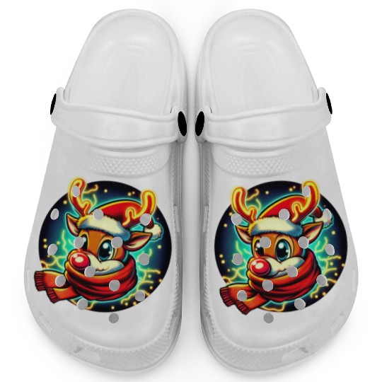 Funny Christmas Rudolph: Glowing Neon Santa Scarf Clogs
