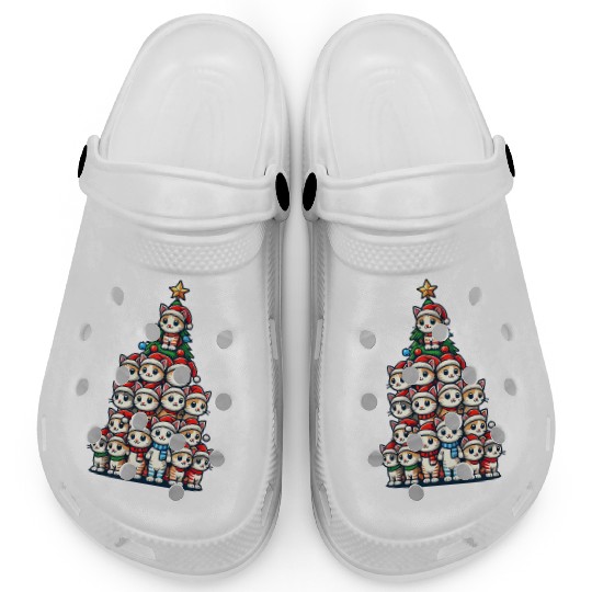 Christmas Cats Christmas Tree Fun Clogs