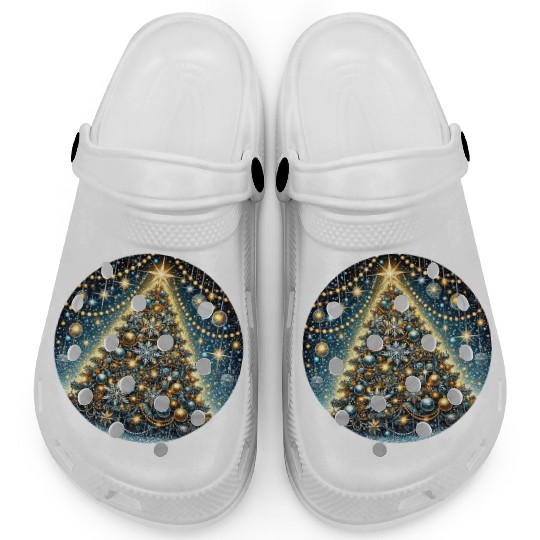 Sparkling Christmas Tree with Golden Glow Clogs