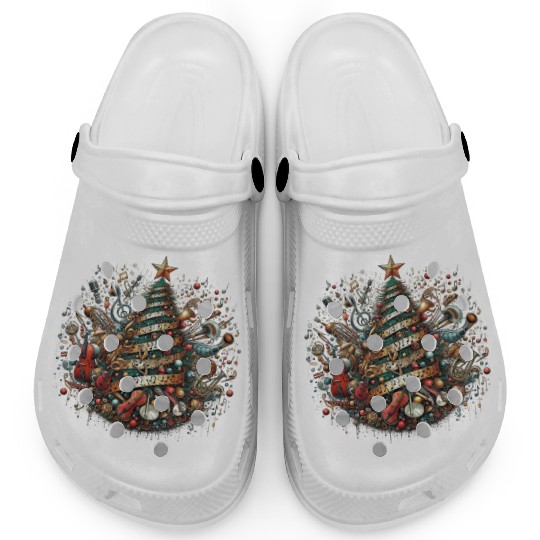 Vintage Musical Christmas Tree Clogs