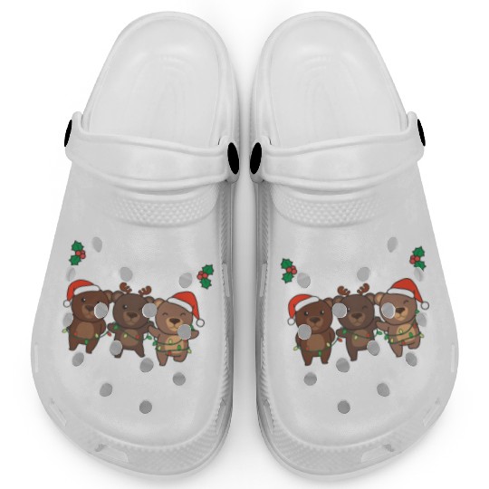 Merry Christmas Cute Bear Festive Lights Bear Clogs