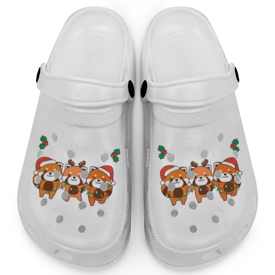 Merry Christmas Cute Red Panda Festive Lights Red Clogs