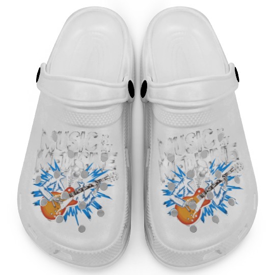 Skeleton Guitar Player Bones Guitarist Musician Clogs