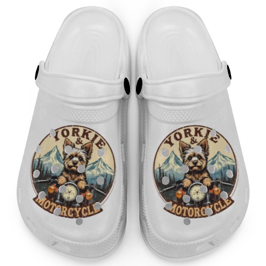 Retro Yorkie And Motorcycle Dog Lovers Funny Motor Clogs