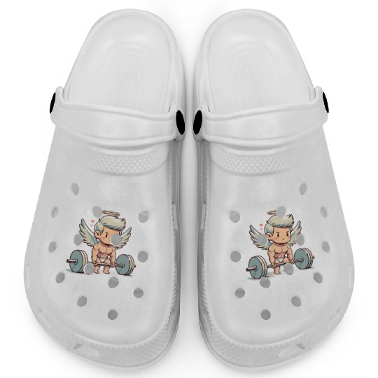 Be my spotter? funny Valentine's day muscle cupid Clogs