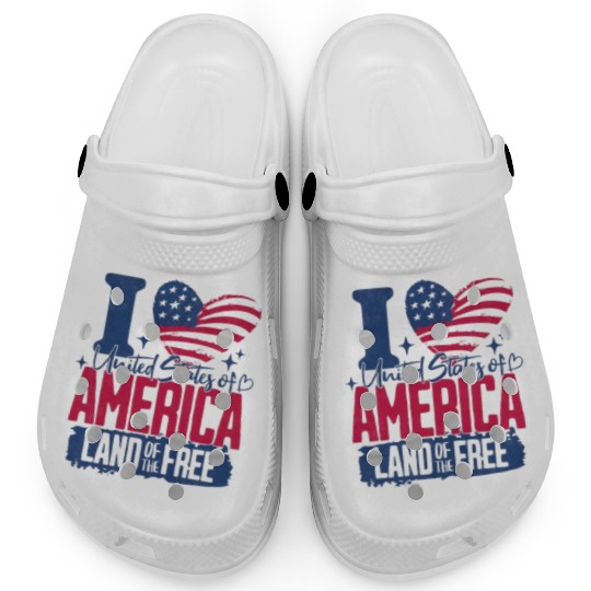 Patriotic "I Love America" Clogs