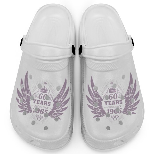 60 Years Unique Angel Wings Crown Clogs