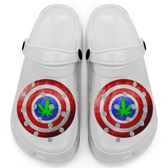 Captain Cannabis Shield Red White Blue and Green Clogs