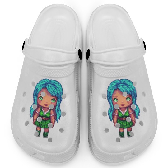 Mystic Emerald Sprite - Pixel Art Design Clogs