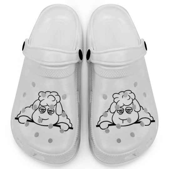 Sheep Tired Bored Behind Fence Wall Sign Looking Clogs