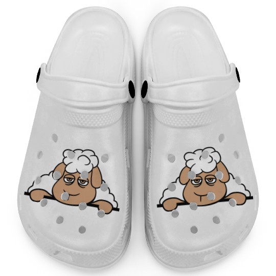 Sheep Tired Bored Behind Fence Wall Sign Looking Clogs