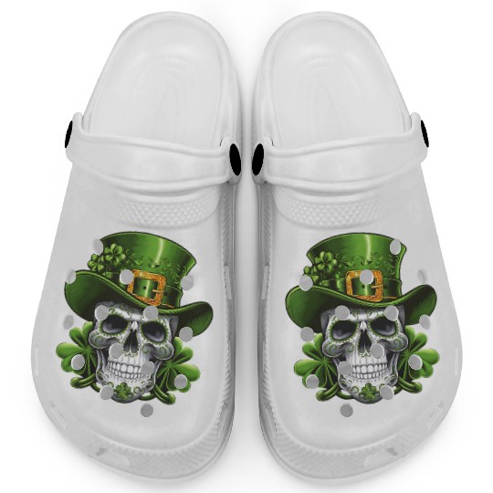 Sugar Skull St Patrick's Day Shamrock Clogs
