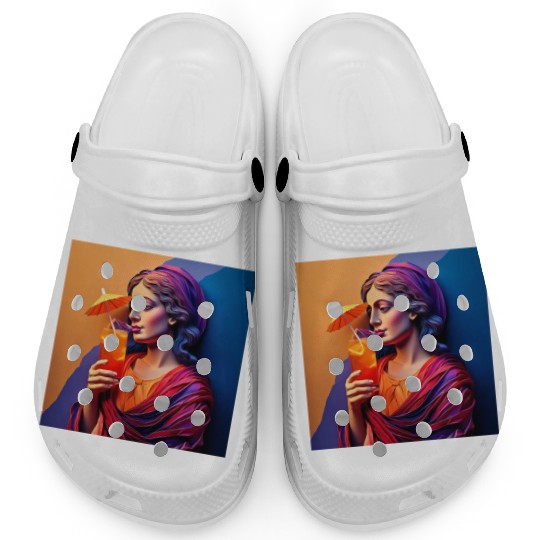 3D Artistic Lady with Tropical Drink in Vibrant Clogs