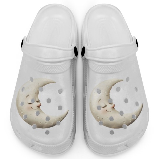 Cute Moon Sleeping Moon with a Smile Clogs
