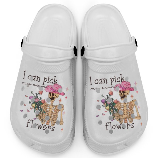 Funny Cowboy Skeleton with Flowers Clogs